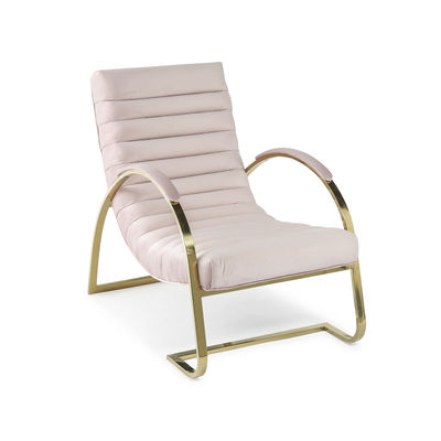 5 Star Hotel Pink Brushed Velvet Modern Single Sit Armchair Customization