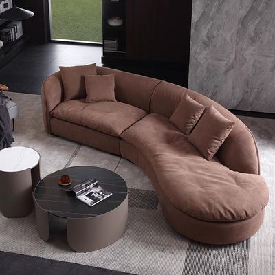 Hotel Simple Frosted Velvet Fabric Sofa Curved Corner Living Room Sofa
