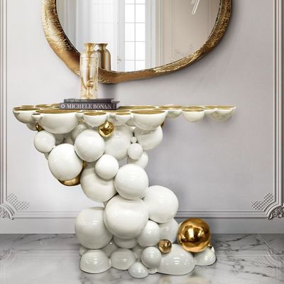 Star Hotel Art Bubble Style Entryway Table With Sturdy Metal Base