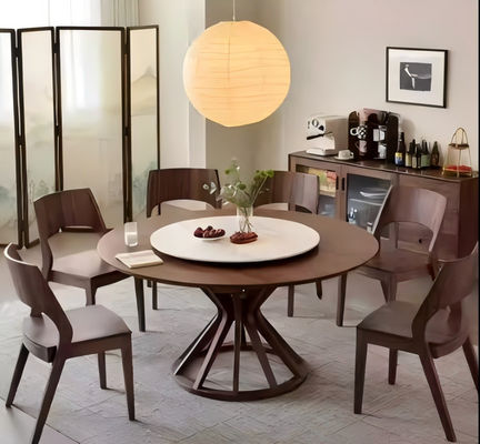 5 Star Hotel Restaurant High Quality Solid Wood Round Dinning Table 6-Seat